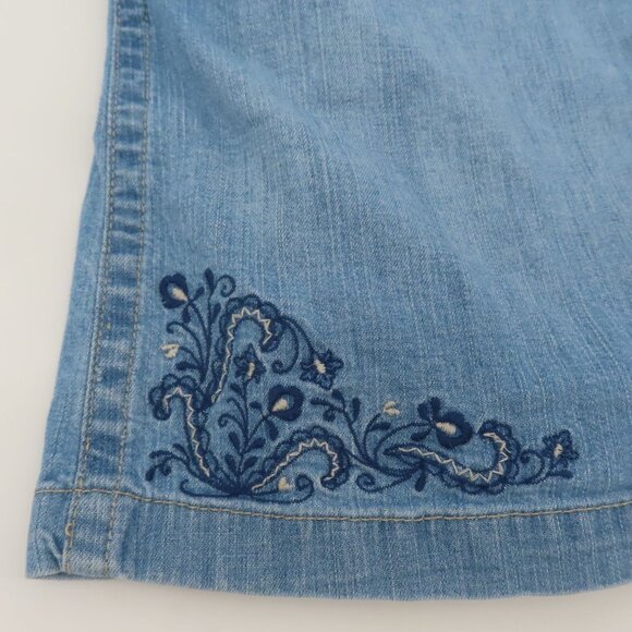 Gloria Vanderbilt Women 8 Blue Denim Jean Skort Skirt Built in Shorts Pockets - Picture 4 of 13
